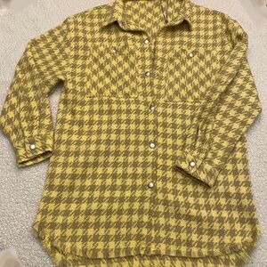 Zara Girls Houndstooth Shacket Yellow Oversized Jacket Size 13-14